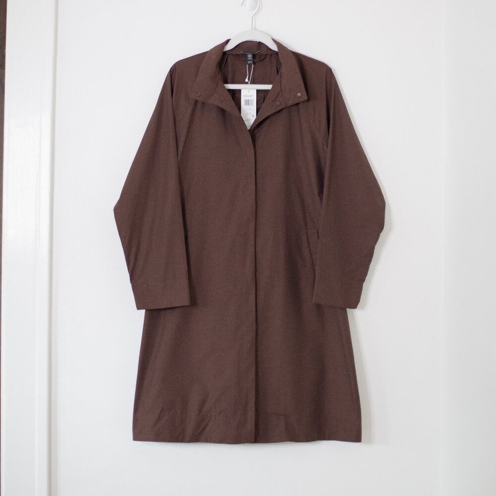 Eileen Fisher Brown Lightweight Cotton Nylon Coat - XS